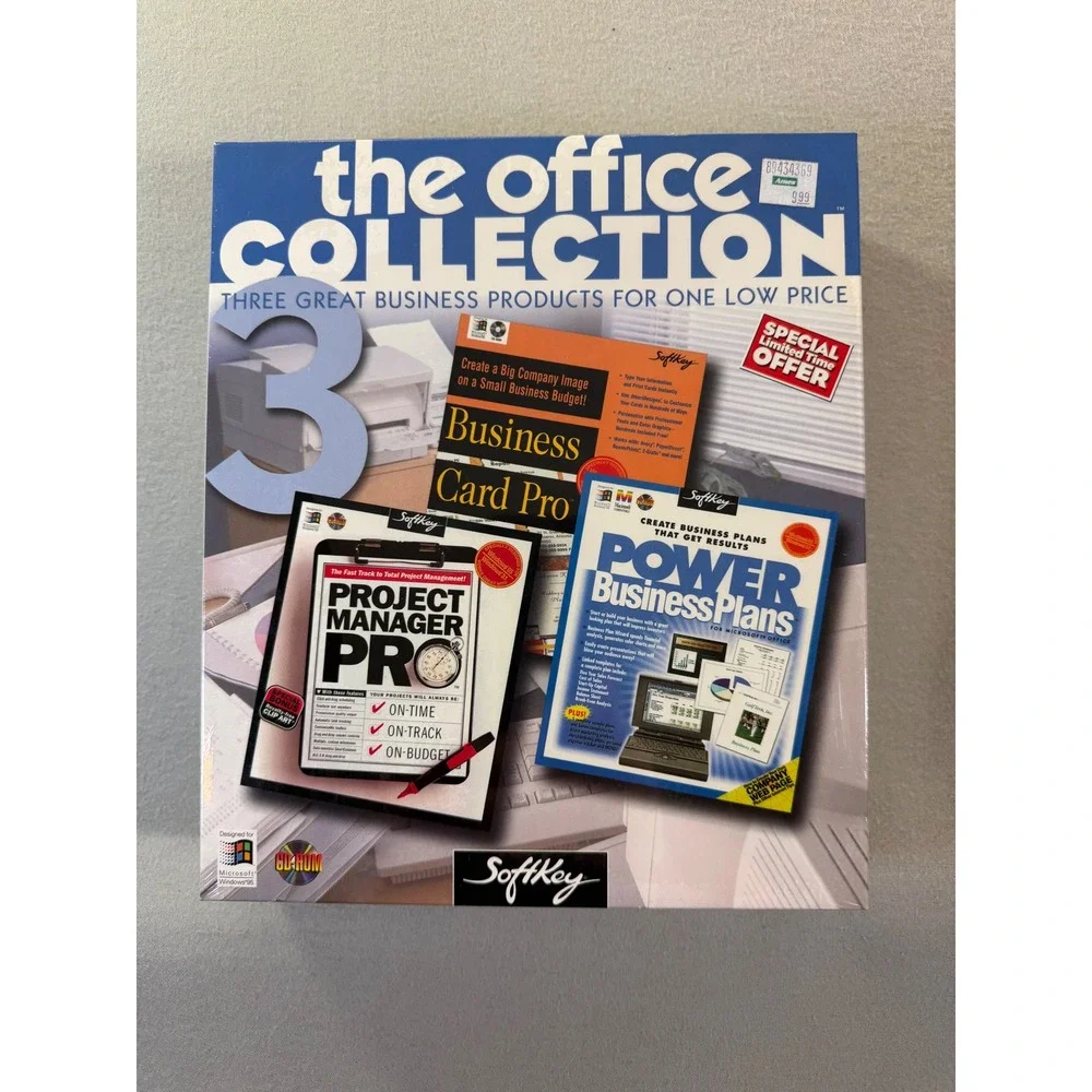 SoftKey The Office Collection 3 Windows 95 3.1 Big Box PC Software Sealed